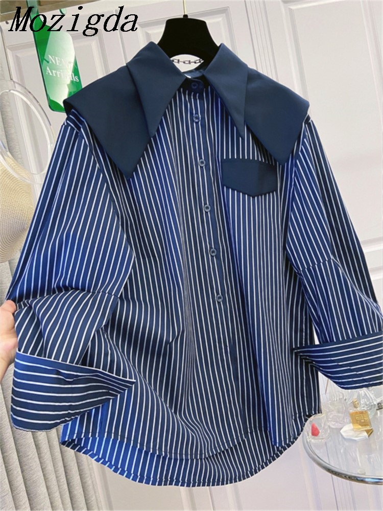 Summer Clothing In Winter - Autumn Winter Women's Shirts Patchwork Striped