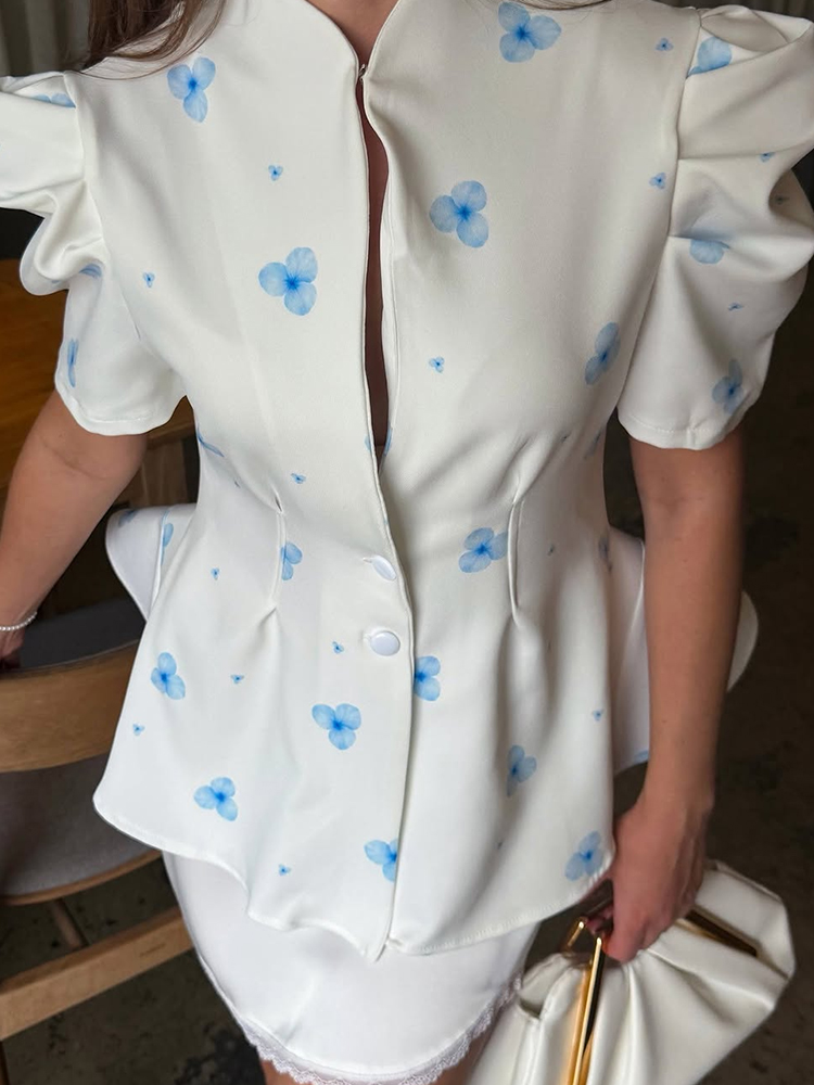 Summer Clothing Accessories - Elegant Satin Floral Print Women's Blouse