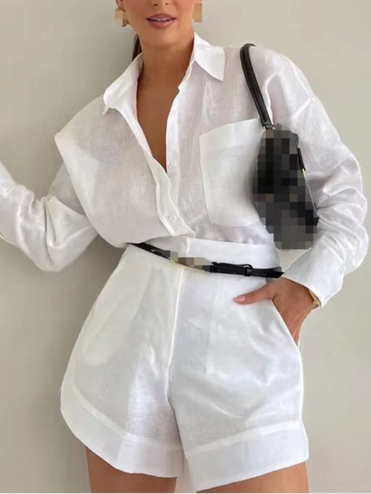 Summer Clothing Office - Summer Casual Simple Women's Outfits Button