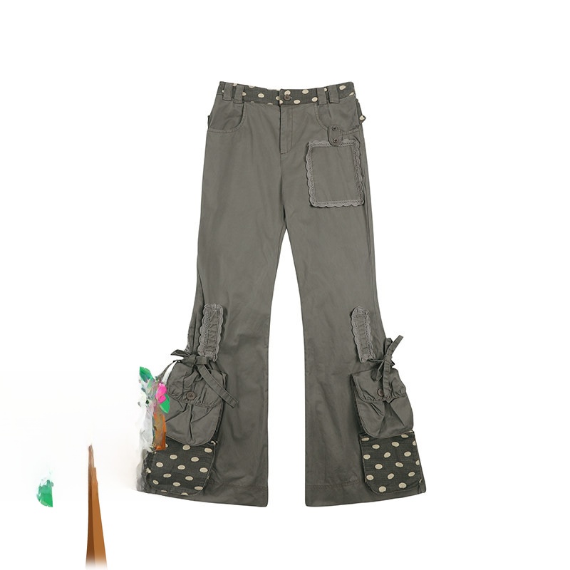Summer Clothing In Winter - Gray Coffee Layered Lace Belted Polka