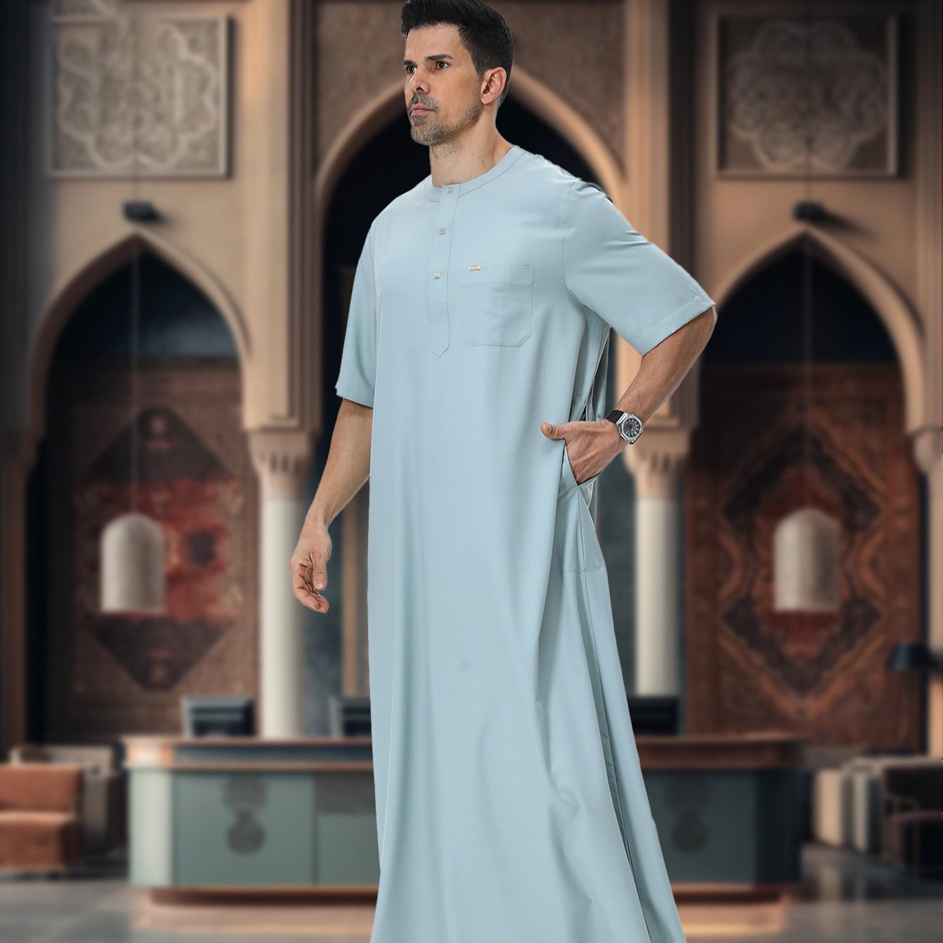 Summer Clothing Pakistan - Muslim Men Abaya Kaftan Pakistan Saudi