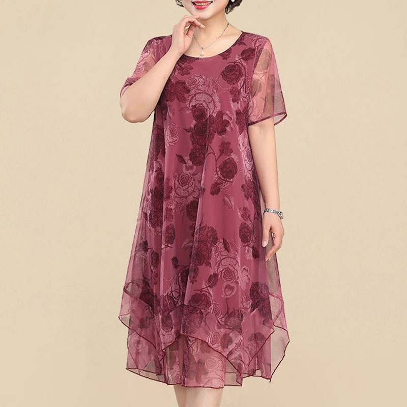 NEW O-Neck Short Sleeve Dresse - Summer Gauze Clothing recension och pris
