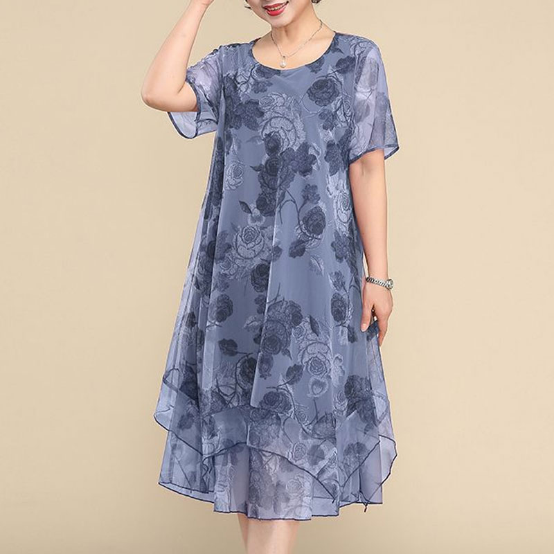 NEW O-Neck Short Sleeve Dresse - Summer Gauze Clothing recension och pris
