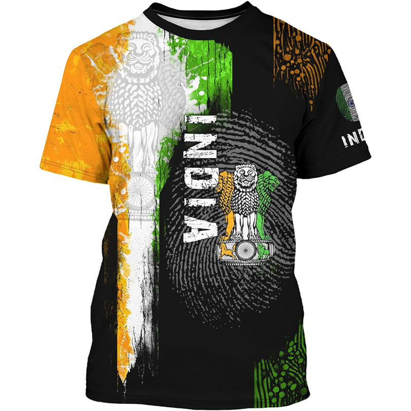 India Flag Print T-shirt Men's - Summer Clothing India recension och pris