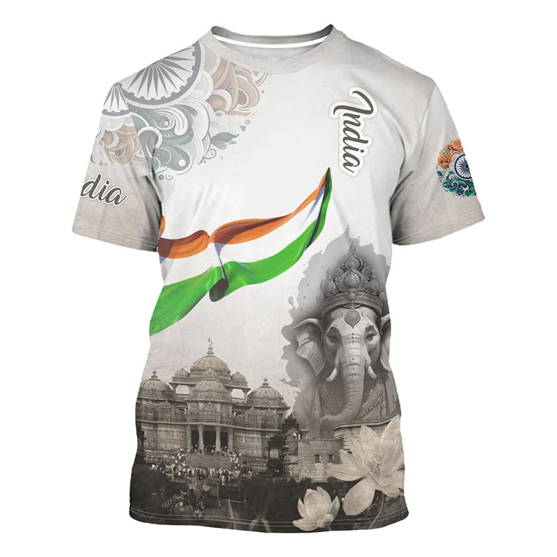 India Flag Print T-shirt Men's - Summer Clothing India recension och pris