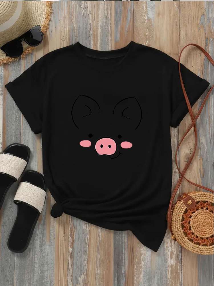 Women's Cute Piggy Face T-shir - Summer Clothing Images recension och pris