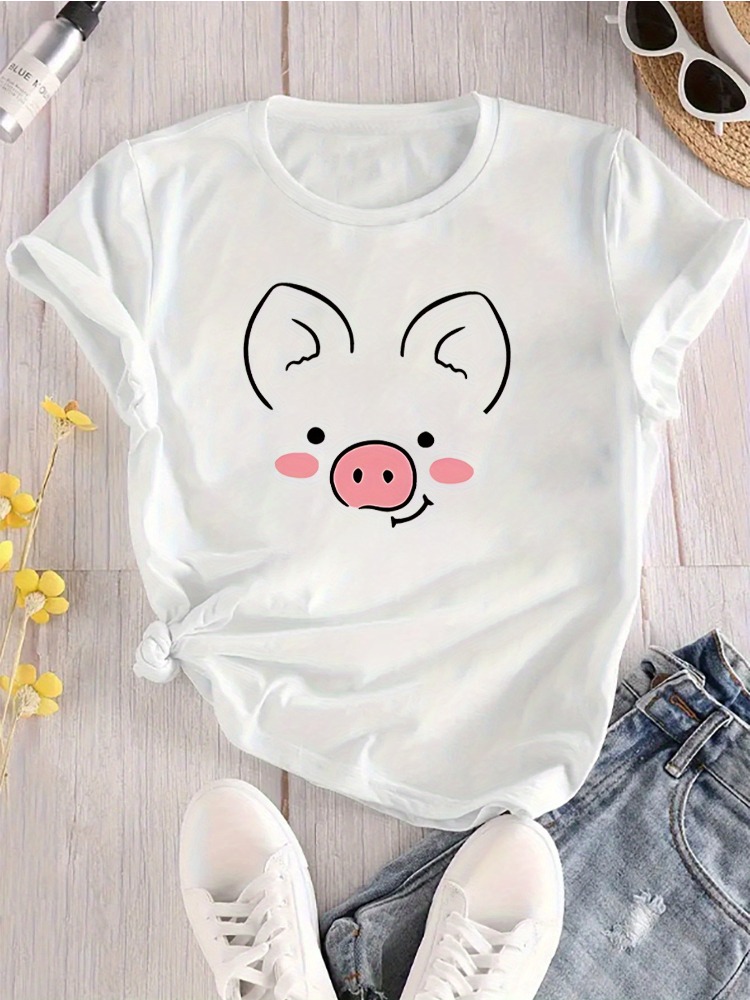 Women's Cute Piggy Face T-shir - Summer Clothing Images recension och pris