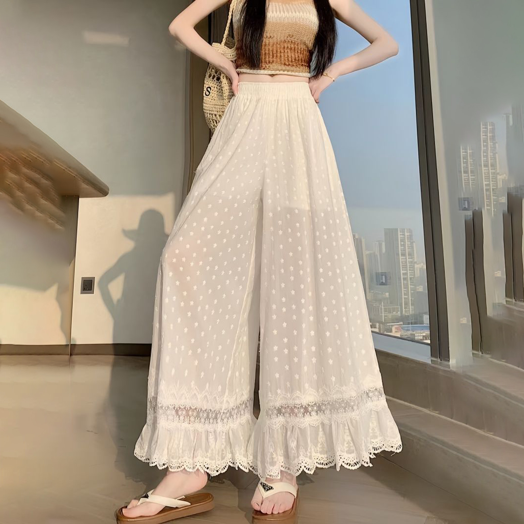 Women White Elastic High Waist - Palazzo Pant Wide recension och pris