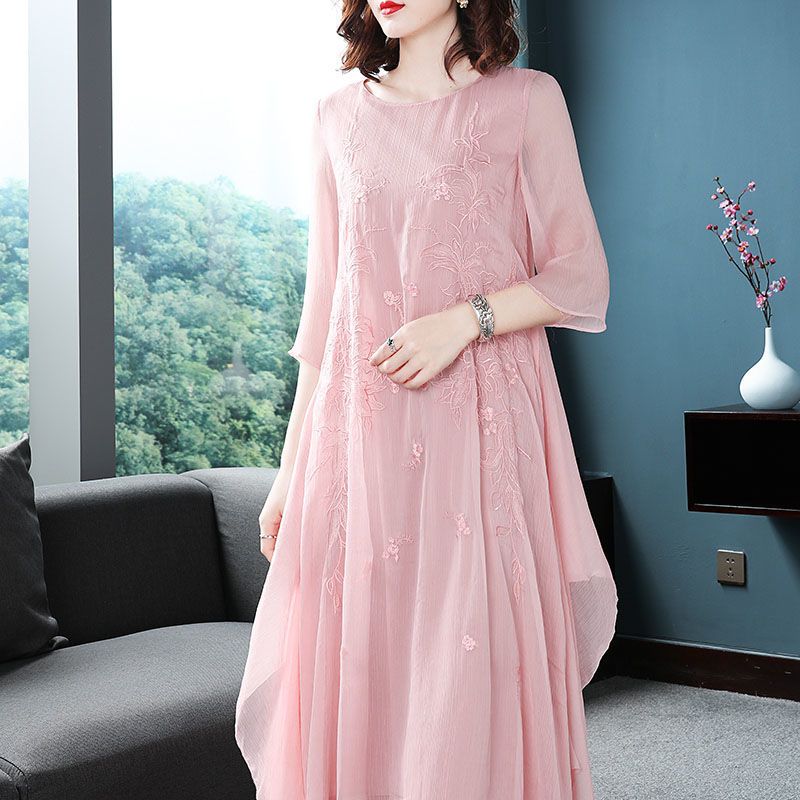 Elegant O-Neck Spliced Gauze E - Summer Gauze Clothing recension och pris