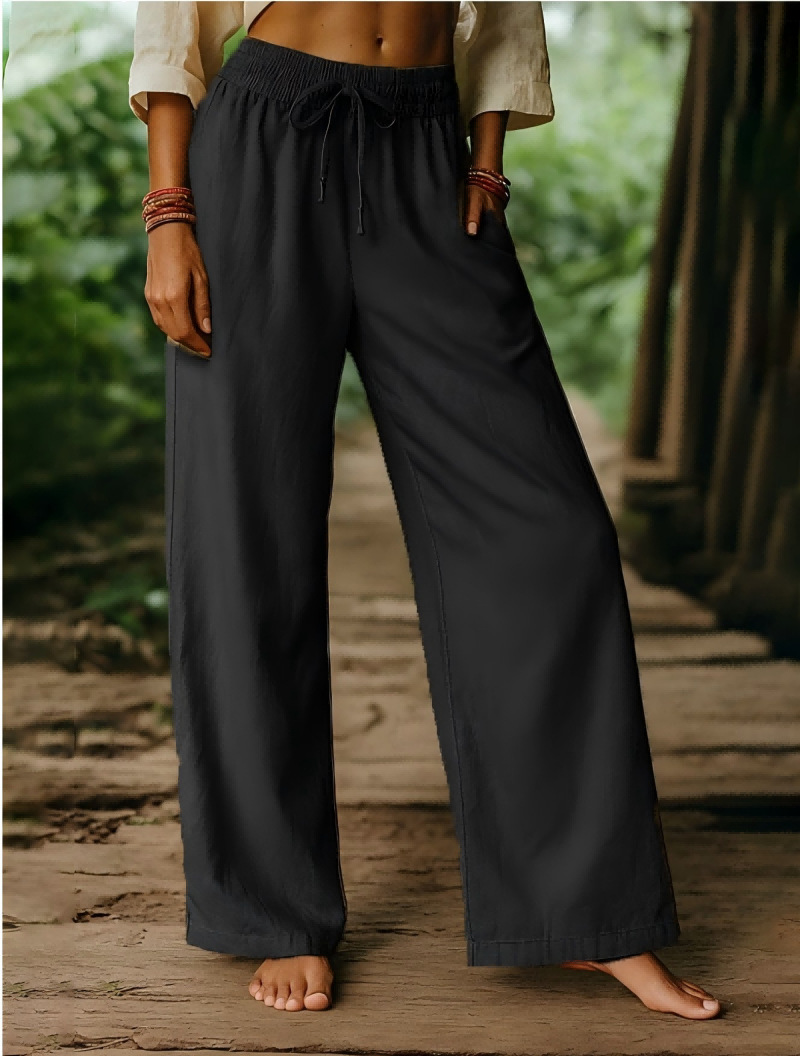 Women's Elastic Waist Linen Pa - Palazzo Pant Wide recension och pris
