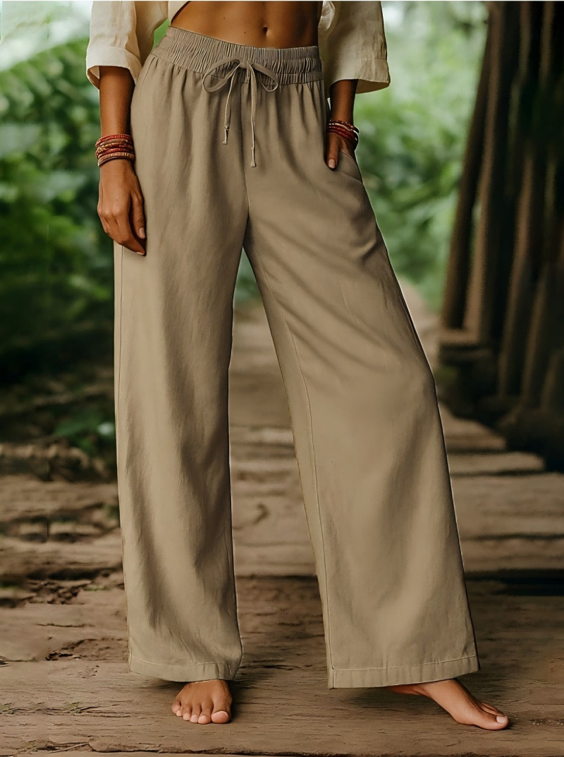 Women's Elastic Waist Linen Pa - Palazzo Pant Wide recension och pris