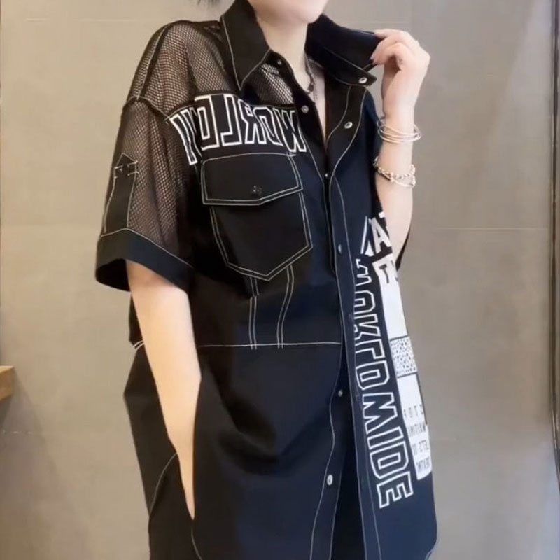 Casual Letter Printed Loose Bl - Summer Gauze Clothing recension och pris