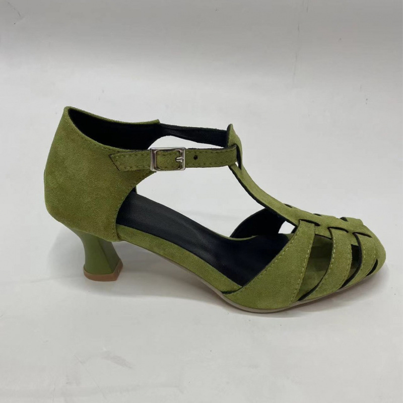 Women's Green Suede Kitten Hee - Summer Clothing Office recension och pris