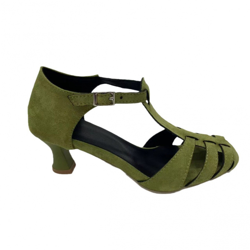 Women's Green Suede Kitten Hee - Summer Clothing Office recension och pris