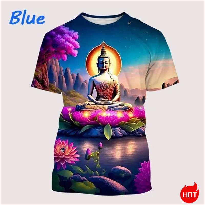 Harajuku 3D Print Buddha Shaky - Summer Clothing India recension och pris