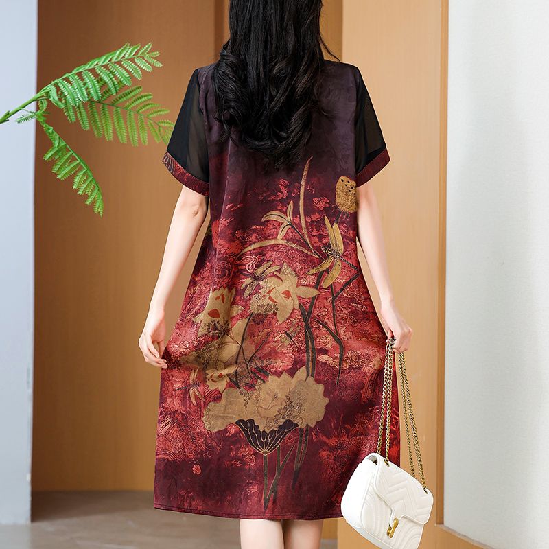 Elegant Mid-Length Printed Dre - Summer Clothing For Women Over 60 recension och pris