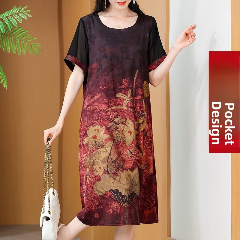Elegant Mid-Length Printed Dre - Summer Clothing For Women Over 60 recension och pris