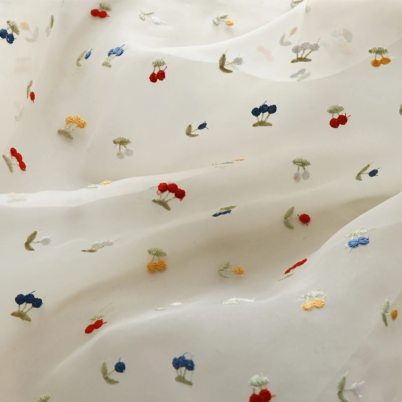 145x50cm White Fruit Embroider - Summer Gauze Clothing recension och pris