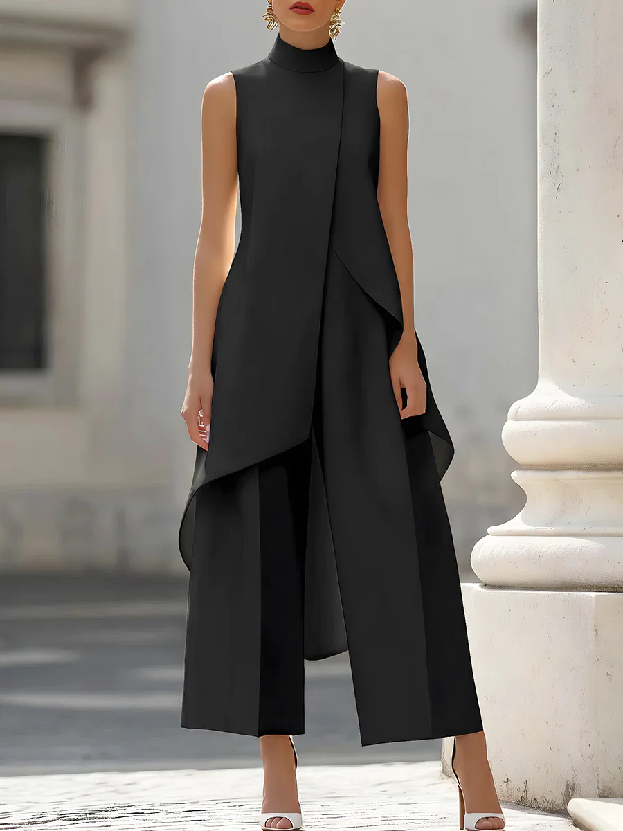 Sleeveless High Neck Asymmetri - Palazzo Pant Wide recension och pris