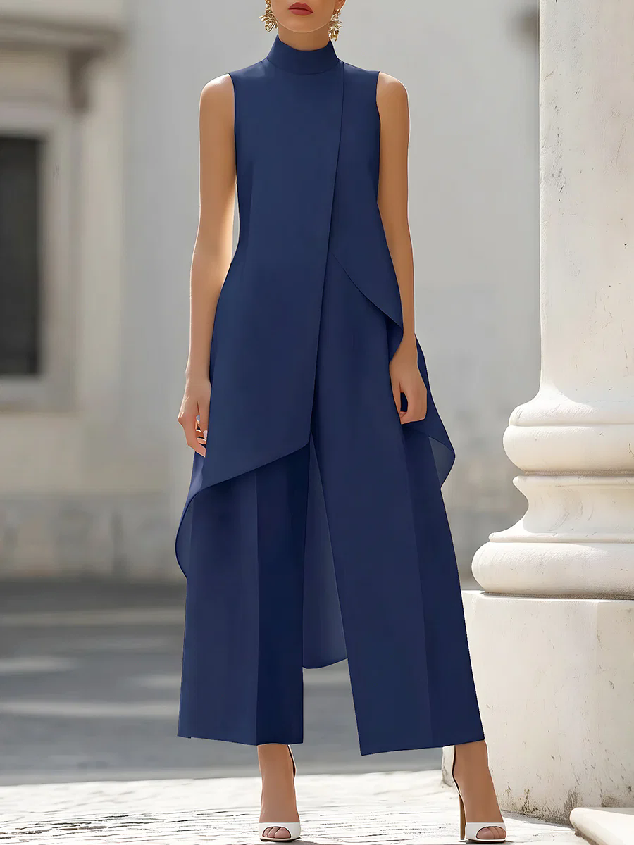 Sleeveless High Neck Asymmetri - Palazzo Pant Wide recension och pris