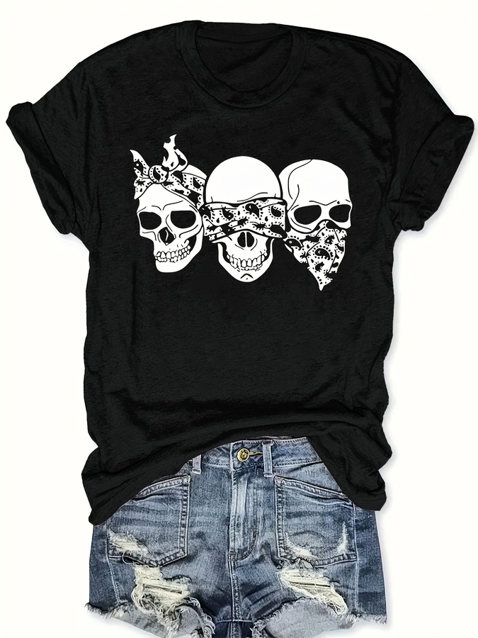Happy Cartoon Skull T-Shirt, L - Summer Clothing Trends For Women 2026 recension och pris