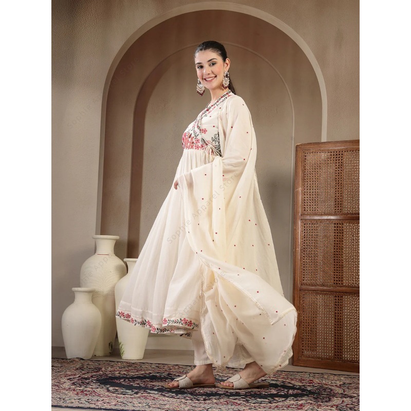 White Cotton Anarkali Kurti Se - Summer Clothing Pakistan recension och pris