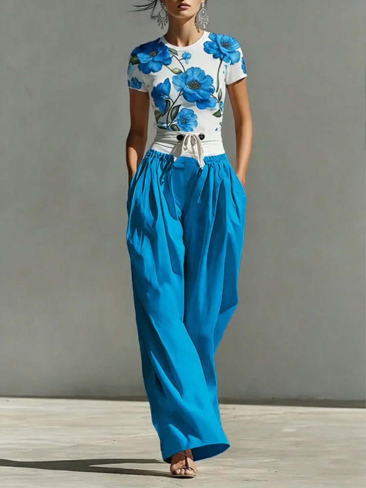Yeezzi Women's Fashion Patchwo - Palazzo Pant Wide recension och pris