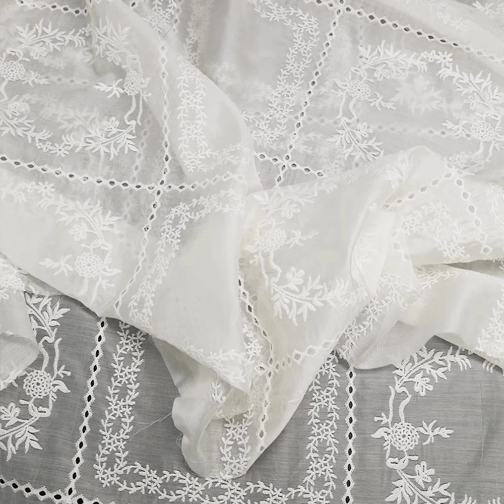 Hollow Embroidery Flower Fabri - Summer Gauze Clothing recension och pris