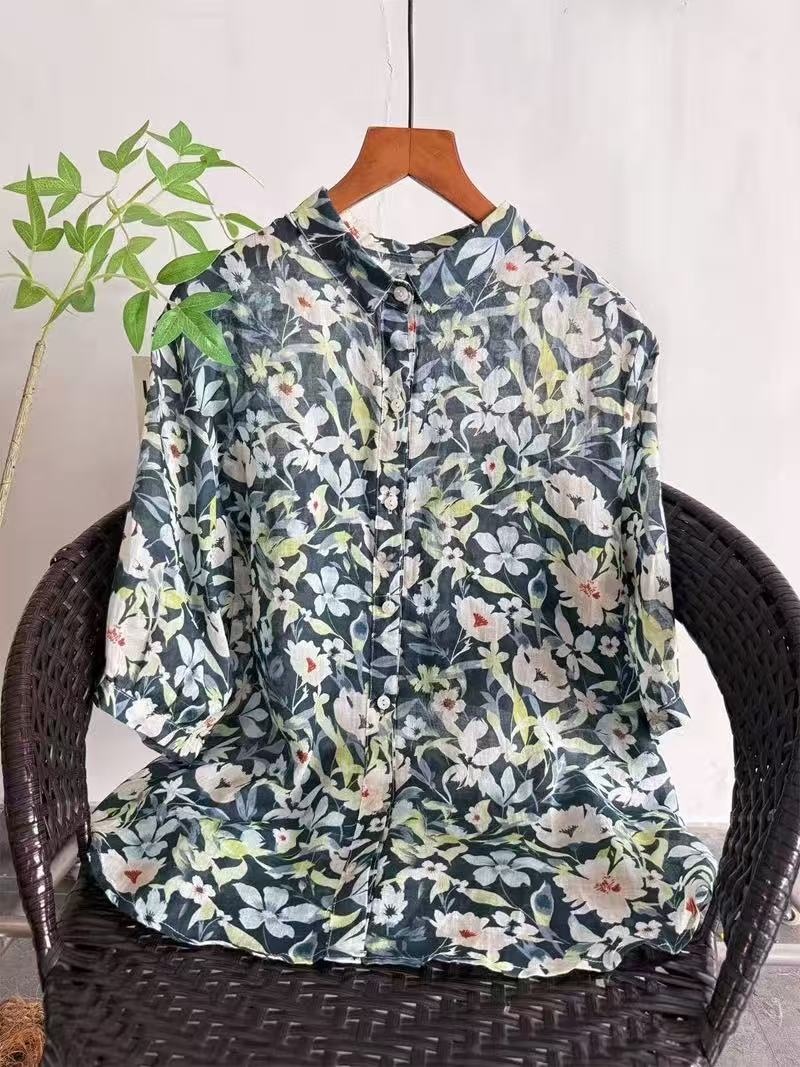 2026 Pure Ramie Print Shirt Wo - Summer Clothing For Japan recension och pris
