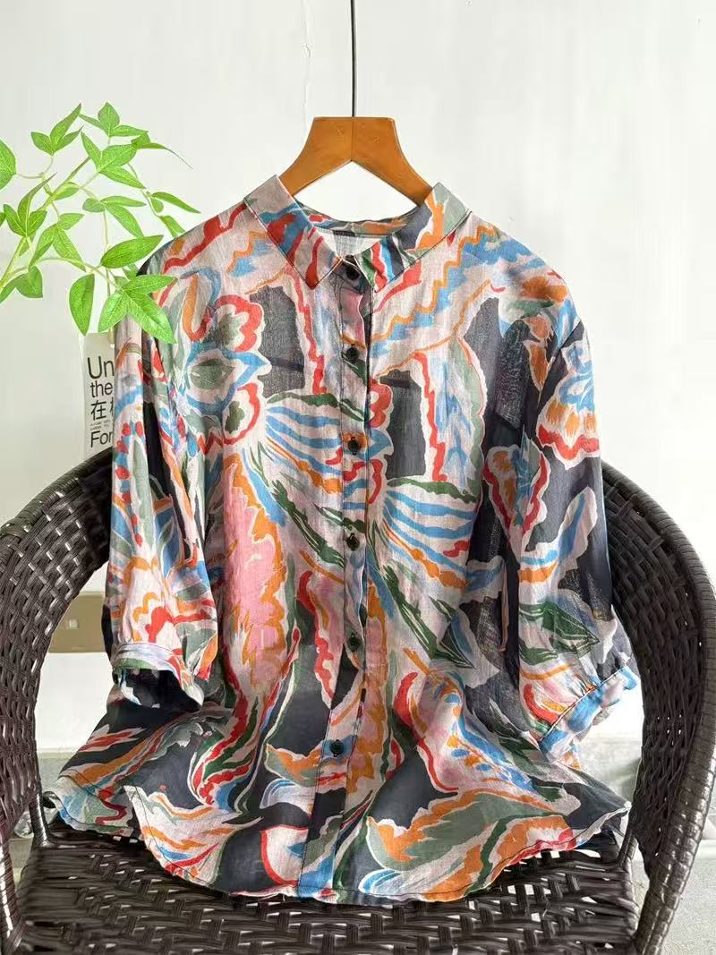 2026 Pure Ramie Print Shirt Wo - Summer Clothing For Japan recension och pris